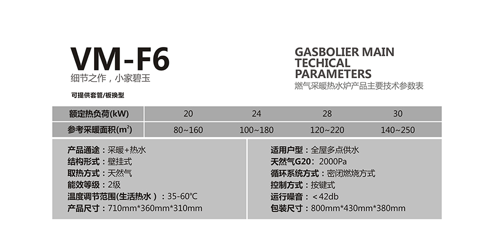 燃氣壁掛爐采暖爐VM-F6參數